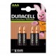 PILES RECHARGEABLES DURACELL AAA 900 MAH NI-MH PAR 4
