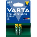 2 x HR03/AAA 550MAH NIMH PILES RECHARGEABLES VARTA