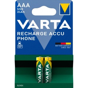 2 x HR03/AAA 550MAH NIMH PILES RECHARGEABLES VARTA