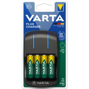 CHARGEUR PLUG 5H + 4 x HR06/AA 2100MAH NIMH VARTA